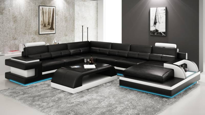 Moderne Ecksofa Couch Polster Eckgarnitur Wohnlandschaft Sofa Eck Garnitur + USB von JV Möbel