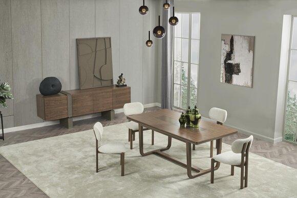 Moderne Esszimmer Garnitur Designer Esstisch Polster 6x Stühle 8tlg Set von JV Moebel