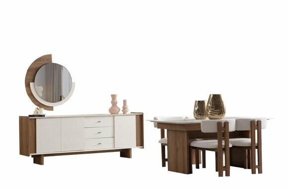 Moderne Esszimmer Möbel Holz Esstisch 4x Polsterstühle Designer Anrichte Moderne Esszimmer Möbel Holz Esstisch 4x Polsterstühle Designer Anrichte von JV Moebel