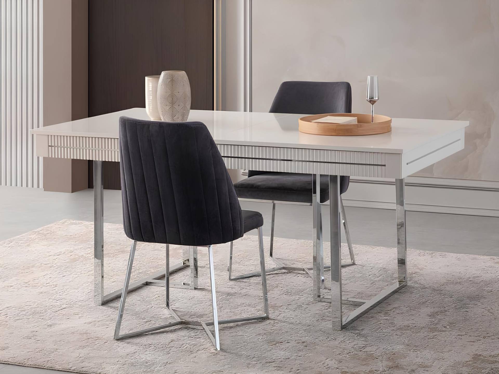 Moderne Esszimmertisch Esstisch Tisch Esszimmer Ausziehbar Holz Weiß Moderne Esszimmertisch Esstisch Tisch Esszimmer Ausziehbar Holz Weiß von JV Möbel