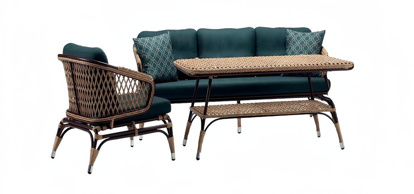 Moderne Gartenmöbel Luxus Sofagarnitur ofa 3 Sitzer Grün Sessel Couchtisch von JV Möbel