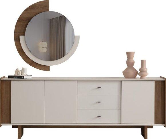 Moderne Küchenanrichte Designer Spiegel Luxus Holzschrank Holz Möbel von JV Moebel