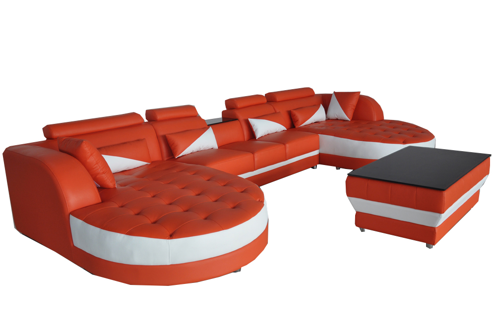 Moderne Leder Sofa Eckcouch Polster Wohnzimmer Ecksofa U Form Wohnlandschaft USB Moderne Leder Sofa Eckcouch Polster Wohnzimmer Ecksofa U Form Wohnlandschaft USB von JV Möbel