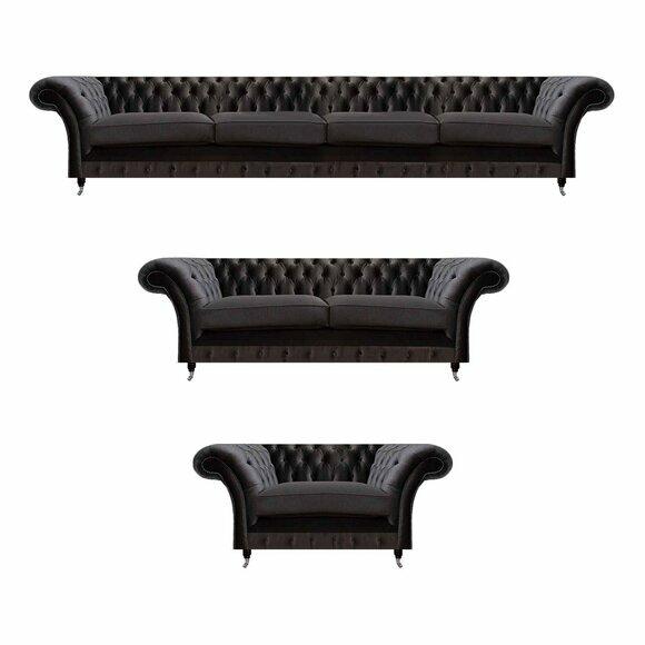 Moderne Schwarze Chesterfield Sofas Designer Wohnzimmer Couchen 3tlg Set Moderne Schwarze Chesterfield Sofas Designer Wohnzimmer Couchen 3tlg Set von JV Moebel