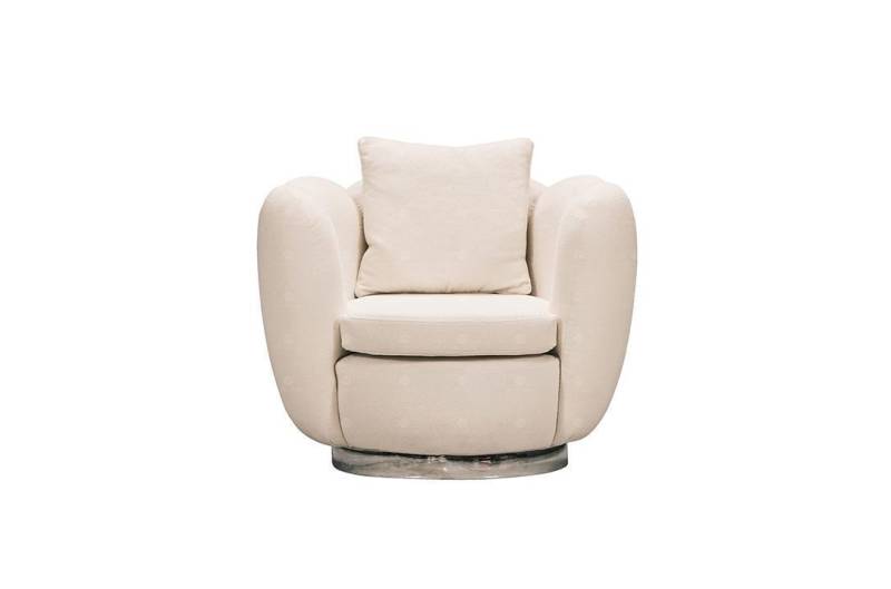 Moderne Sessel Einsitzer Sitzer Weiß Stoff Wohnzimmer Relaxsessel von JV Möbel