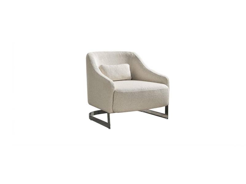 Moderne Sessel Ohrensessel Sitzer Polyester Weiß Stoff Wohnzimmer von JV Möbel