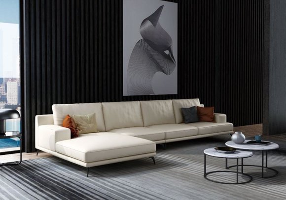 Moderne Sofa Eckgarnitur L Form Polster Sitz Ecke Couch + Hocker Italien von JV Möbel