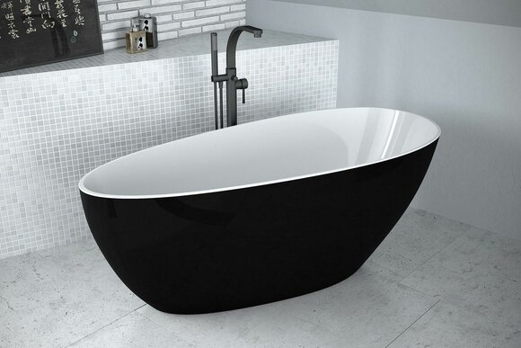 Moderne Wanne Exclusive Freistehende Design Badewanne Bad Frei stehend Schwarz von JV Möbel