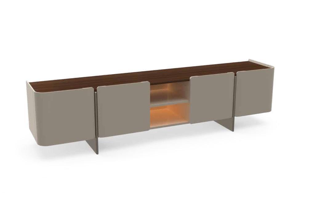 Moderne Wohnwand Wohnzimmer Design TV Ständer Luxus Grau Lowboard neu von JV Möbel