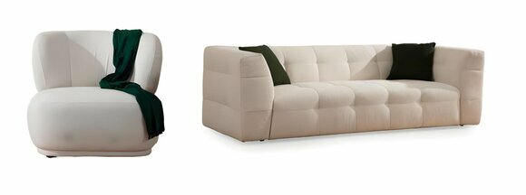 Moderne Wohnzimmer Weiße Couchgarnitur Designer Dreisitzer Edler Sessel von JV Moebel