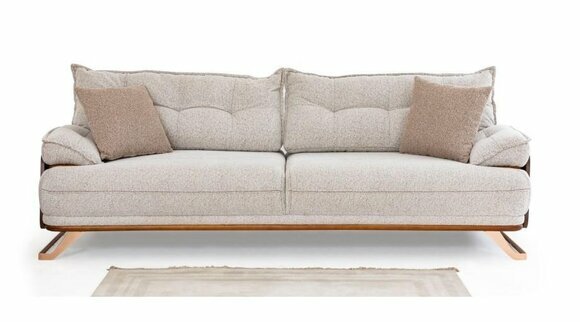 Moderner 3-Sitzer Wohnzimmer Beiges Polstersofa Stoffsofa Dreisitzer von JV Moebel