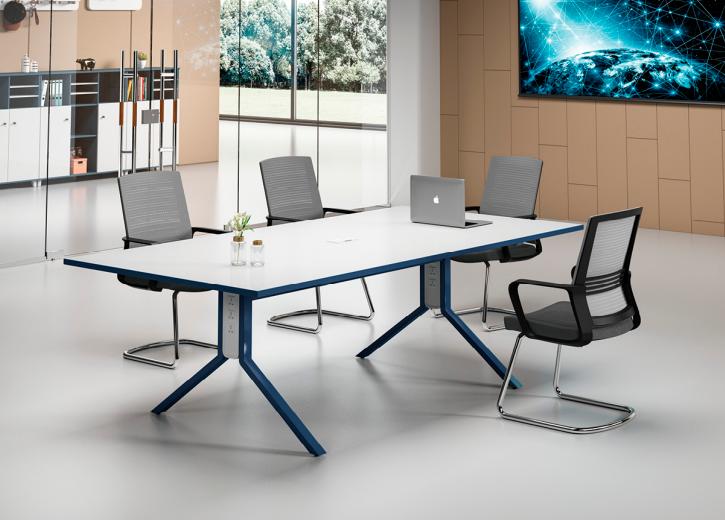Moderner Blau-Weißer Konferenztisch Designer Arbeitszimmer Holz Möbel von JV Möbel
