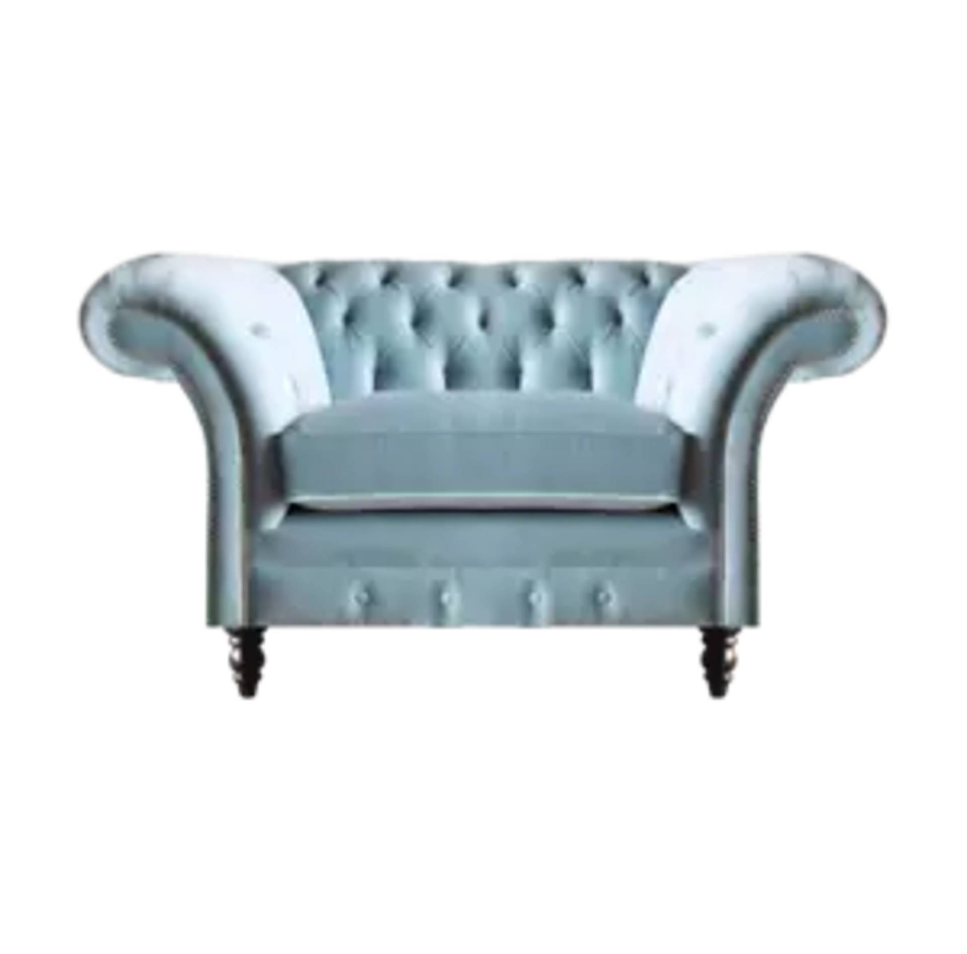 Moderner Chesterfield Hellblauer Sessel Edle Sitzmöbel Textil Lehnsessel von JV Moebel