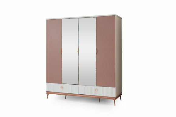 Moderner Kinderzimmer Glasschrank Holz Kleiderschrank 4-Türige Möbel von JV Moebel