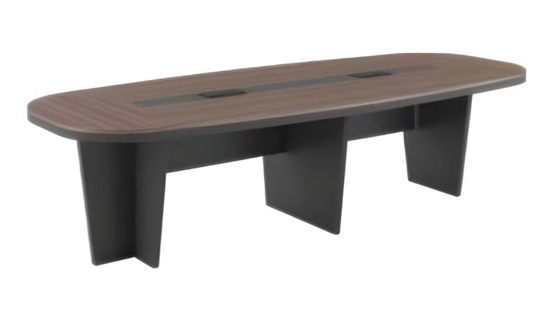 Moderner Konferenztisch braune Holzplatte ovale Tischplatte Sitzungstisch von JV Möbel