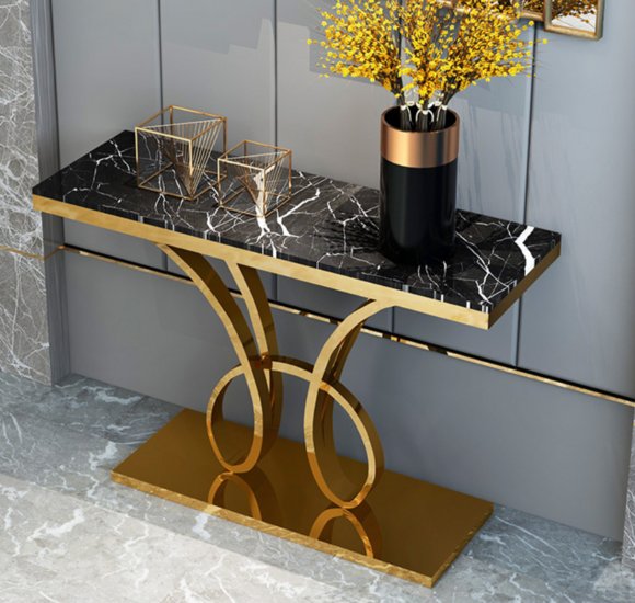 Moderner Konsolentisch Designer Gold Handgemacht Edelstahl 120x40cm von JV Möbel