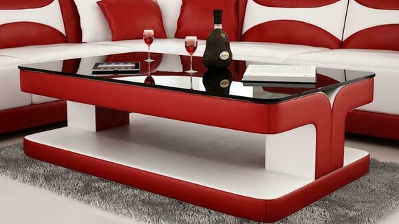Moderner Leder Couchtisch Tisch Moderner Glastisch Design Tische Glas von JV Möbel