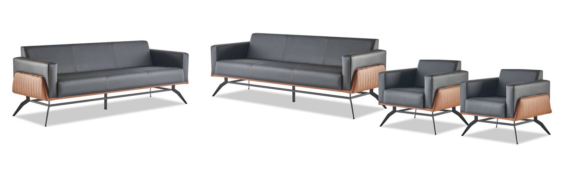 Moderner Ledersofa-Set 3-Sitzer Sessel Schwarz Braun Sofa-Set Couch Leder Moderner Ledersofa-Set 3-Sitzer Sessel Schwarz Braun Sofa-Set Couch Leder von JV Möbel
