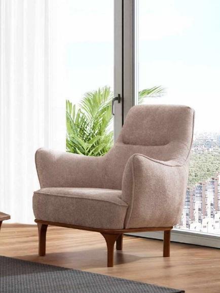 Moderner Sessel Cocktailsessel Ohrensessel Designer Möbel Beige Holzmöbel Moderner Sessel Cocktailsessel Ohrensessel Designer Möbel Beige Holzmöbel von JV Möbel