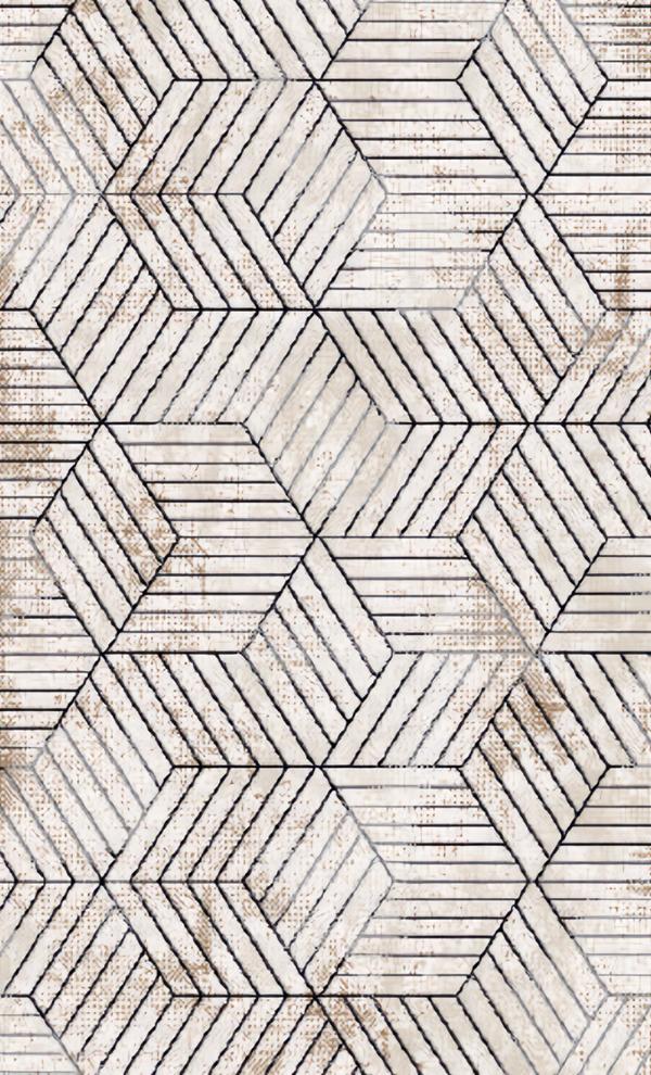 Moderner Teppich Kurzflor Braun Weiß Geometrisch Muster Wohnzimmer Flur von JV Möbel