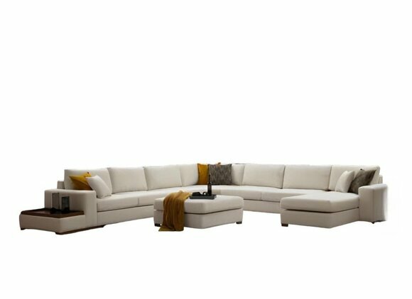 Modernes Weißes U-Form Sofa Schicke Wohnlandschaft Polster Edle Couchen Modernes Weißes U-Form Sofa Schicke Wohnlandschaft Polster Edle Couchen von JV Moebel