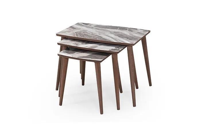 Modernes Wohnzimmer 3x Couchtisch-Set rechteckig beige Beistelltisch von JV Möbel