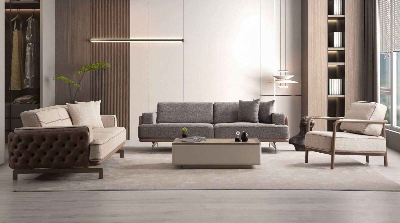 Modernr Helle Sofagarnitur 3+3+1 Set Designer Wohnzimmer Sitzer 3tlg Modernr Helle Sofagarnitur 3+3+1 Set Designer Wohnzimmer Sitzer 3tlg von JV Moebel