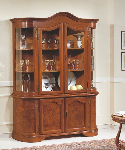 Möbel Glas Vitrine Holz Braune Glasvitrine Regale Italien klassische Möbel Neu von JV Möbel
