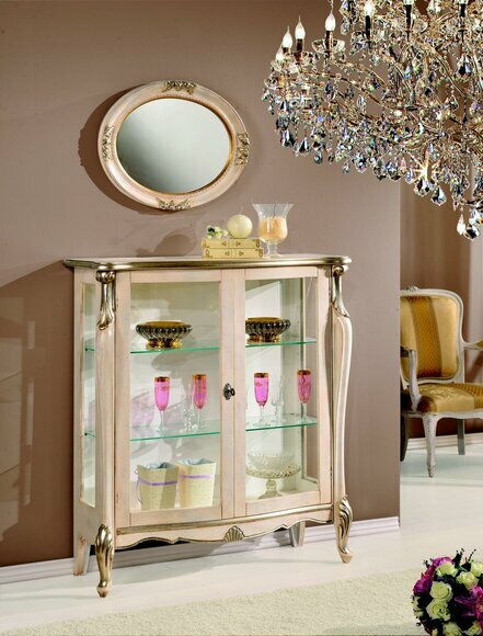 Möbel Holz Stil Barock Vitrine Glasschrank Kommode Schränke Italienische von JV Möbel