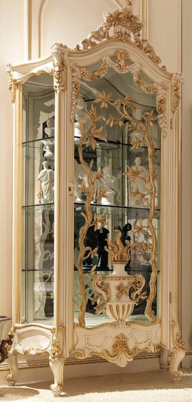 Möbel Massive Holz Vitrinen Glas Schrank Echtholz Anrichte Vitrine Wohnzimmer von JV Möbel