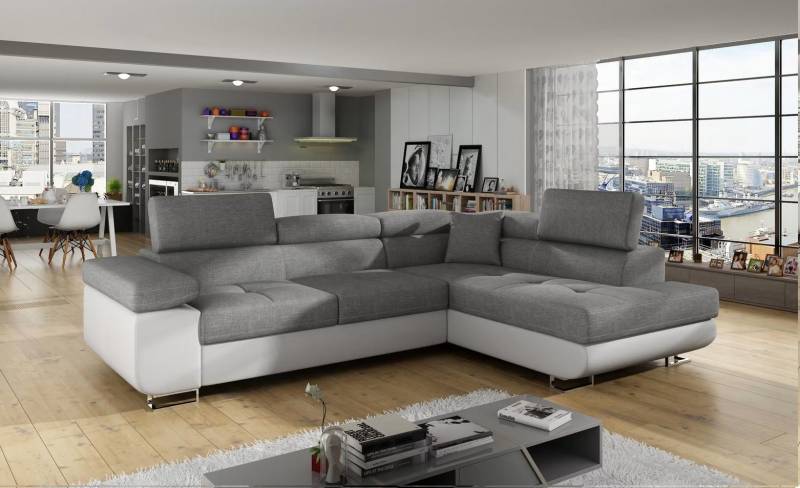 Neu Design Ecksofa Schlafsofa Bettfunktion Couch Textil Polster Sofas Sofort von JV Möbel