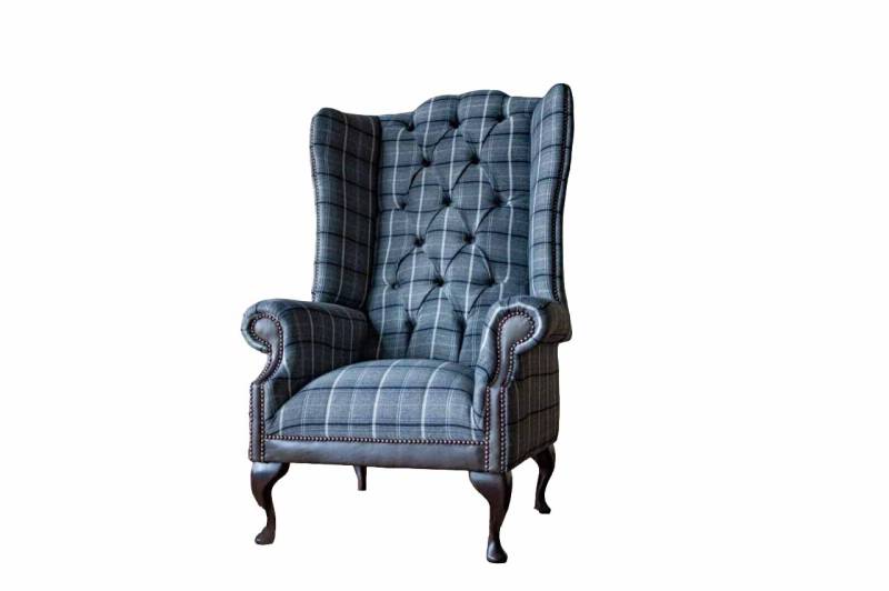 Ohrensessel Chesterfield Sessel Couch 1 Sitzer Sofa Textil Couchen Stoff von JV Möbel