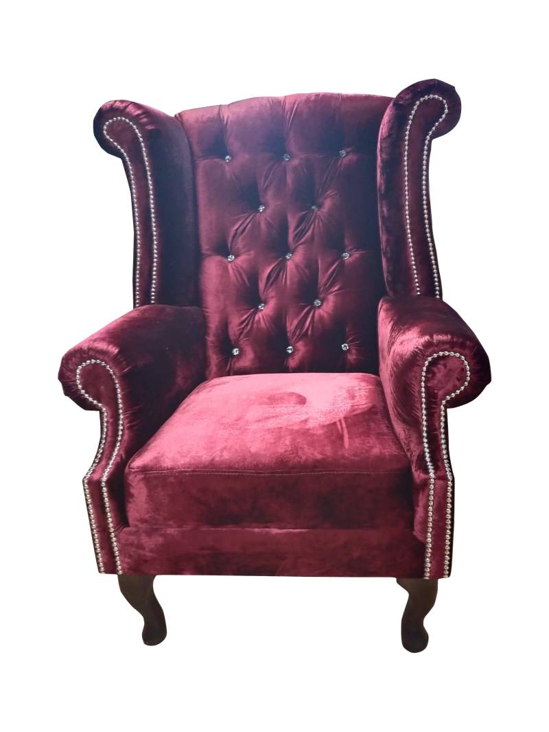 Ohrensessel Chesterfield Sessel Samt Rot Couch 1 Sitzer Modern von JV Möbel