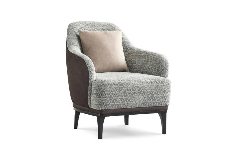 Ohrensessel Sessel Einsitzer 1 Sitzer Stoffsessel Grau Design Modern von JV Möbel
