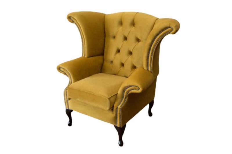 Ohrensessel Sessel Gelb Design Polster Couch Chesterfield Textil Luxus von JV Möbel