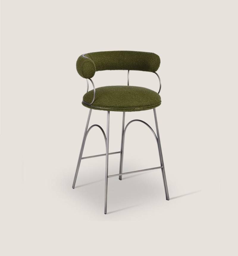 Olivengrüner Barhocker Luxus Lehnstuhl Designer Sessel Polster Möbel von JV Möbel
