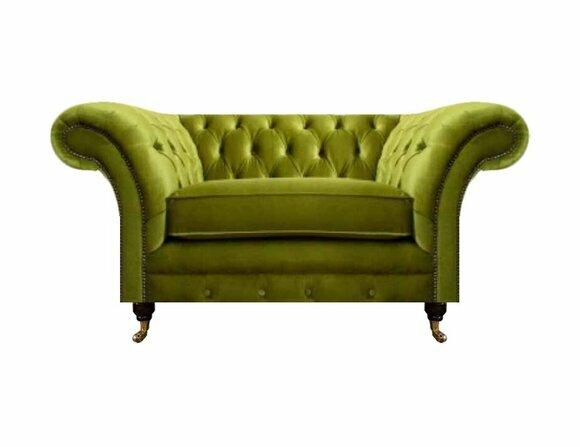 Olivengrüner Chesterfield Sessel Polstermöbel Designer Textil 1-Sitzer von JV Moebel