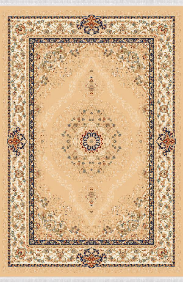 Orientalisch Traditionell Teppich Bordüre Ornament Kurzflor Beige Blau 150x233 von JV Möbel