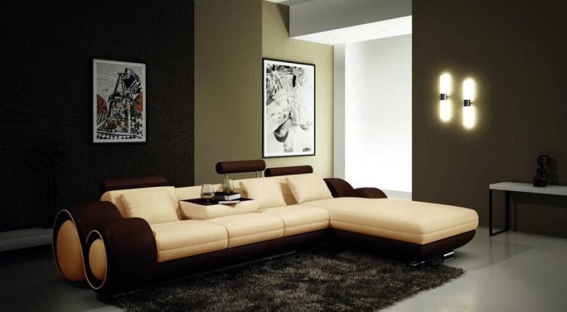 Patentiertes Design Ecksofa Sofa + USB Polster Leder Ecke Wohnlandschaft BERLIN von JV Möbel