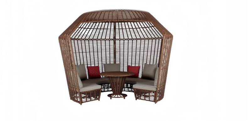 Pergola Rundsofa Pavillon Lounge Baldachin Terrassenpavillon Sofa Couch Outdoor von JV Möbel