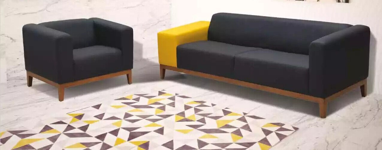 Polstermöbel Graue Sofagarnitur Dreisitzer Sessel Set Arbeitszimmer Set 3+1 Polstermöbel Graue Sofagarnitur Dreisitzer Sessel Set Arbeitszimmer Set 3+1 von JV Möbel