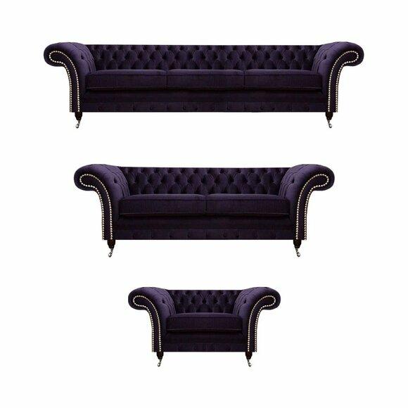 Polstermöbel Wohnzimmer Set 3tlg Chesterfield Textilsofas Sessel Einrichtung Polstermöbel Wohnzimmer Set 3tlg Chesterfield Textilsofas Sessel Einrichtung von JV Moebel