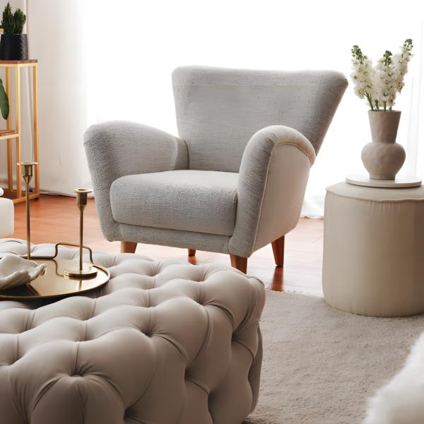 Polstersessel Einsitzer Sessel Wohnzimmer Sitzer Design Stoff Grau von JV Möbel