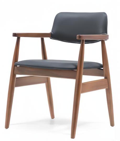 Polsterstuhl Stuhl Design Textil Braun Lehnstuhl Armlehne Esszimmer Luxus von JV Möbel