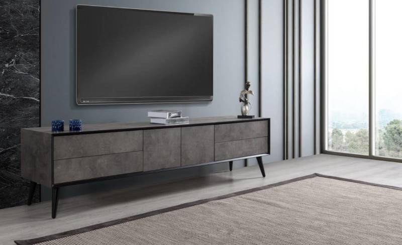 RTV Lowboard TV Ständer Wohnzimmer Grau Holz Sideboard Tisch Modern von JV Möbel
