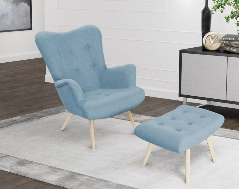 Relax Textil Hocker Ohrensessel Club Sofa Möbel Sessel Designer Stuhl Polster von JV Möbel