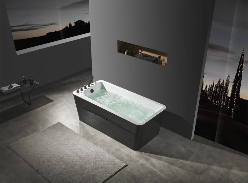 Relax Wanne Indoor Whirlpool Badewanne Whirlwanne Home Spa Schwarz von JV Möbel