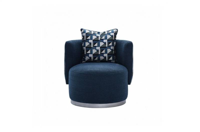 Relaxsessel Sessel Moderne Blau Polster Stoff Sitzer Design Modern von JV Möbel