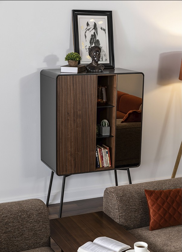 Retro Anrichte Bar Schrank Wohnzimmer Schränke Holz Weinschrank Braun von JV Möbel