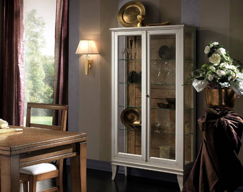 Retro Style Glas Esszimmerschrank Glastisch Schrank Vitrine Wohnzimmer Vitrinen von JV Möbel